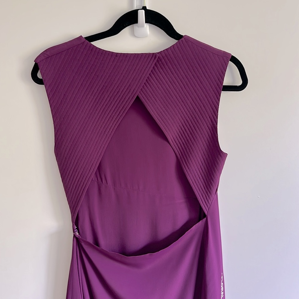 Off-White Purple “Floral Print Here” Asymmetrical Silk-blend Cocktail Dress - Picture 7 of 13